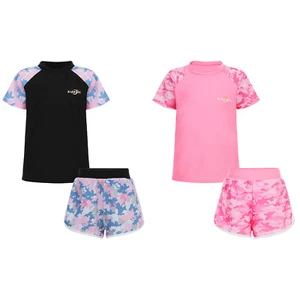 Kids Girls Bathing Suit Sunsuit Tankini Hawaii Surfing Outfit Tankini Set Cute - Picture 1 of 27