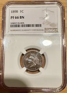 1898 PROOF INDIAN CENT GRADED NGC PF66 BN - Picture 1 of 5