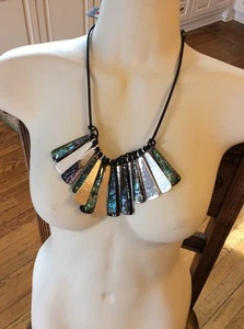 $125 Robert Lee Morris Statement Abalone fan collana svasata O1 - Foto 1 di 3