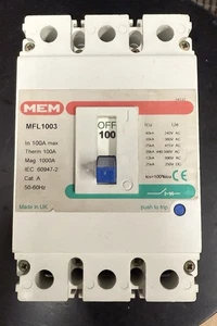 MEM EATON 100 AMP 25kA TRIPLE POLE MCCB MFL1003 - Picture 1 of 1