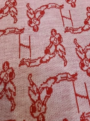 RARE New Old Stock 1960s 1970s VTG Knit Football Themed Fabric - Image 1 of 4