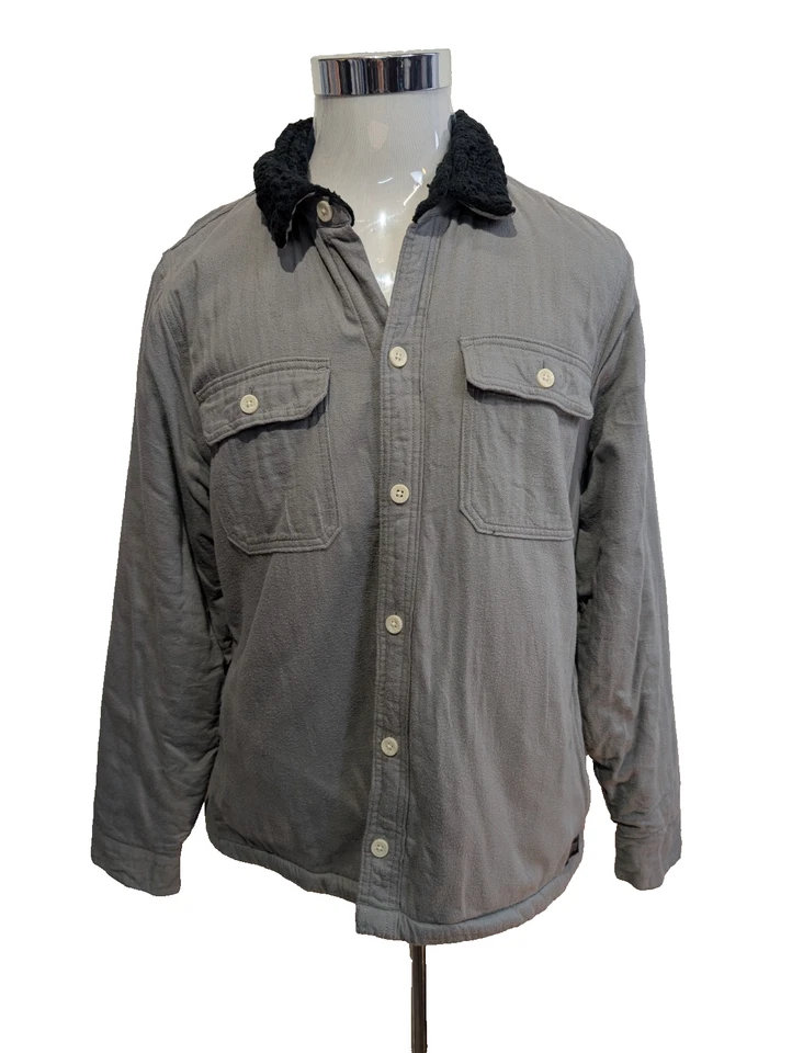 Hollister Chemise Veste Matelassée Sherpa Doublée Col Mouton Gris Taille L |269S - Photo 1/4