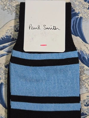 Paul Smith Men's Italian Socks Dwayne Band Black + Blue L607 One Size Cotton Mix - image 1 of 4