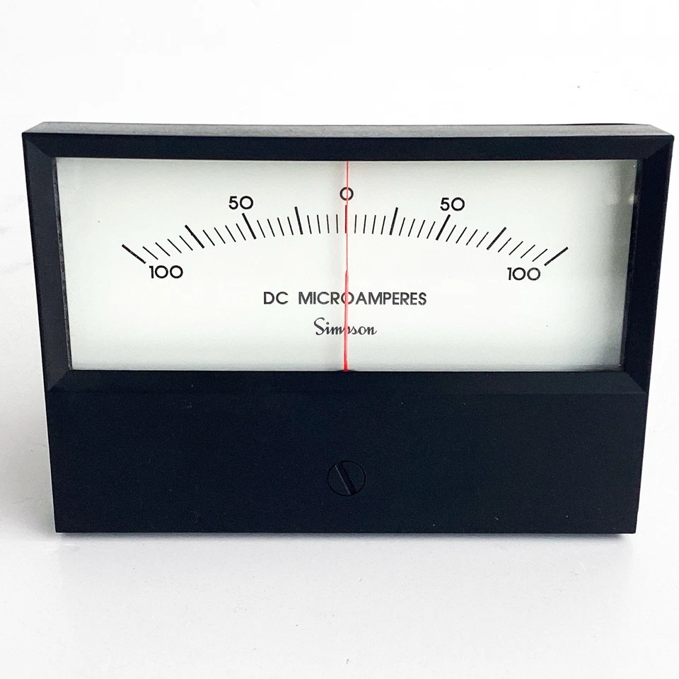 Simpson DC Microamperes Panel Meter 0–100 uA NOS Vintage Industrial Gauge - Image 1 of 4