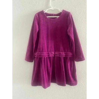 Vestido de fiesta Hanna Andersson de terciopelo púrpura manga larga niñas 6-7 Foto 1 de 4