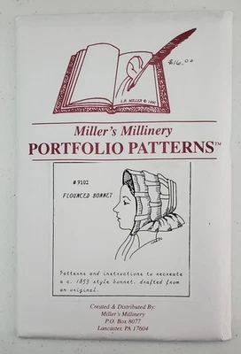 Miller's Millinery Portfolio Patterns #9102 1853 style Flounced Bonnet Uncut - Image 1 of 3
