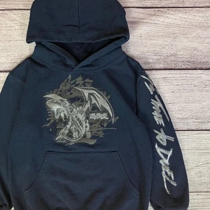 Vintage 1996 Yu-Gi-Oh! Blue Eyes White Dragon Hoodie size YOUTH XS - Picture 1 of 5