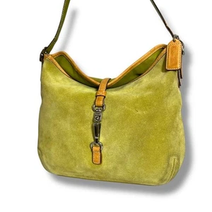 Good Rare Coach one shoulder bag suede leather genuine leather shoulder bag - Picture 1 of 11