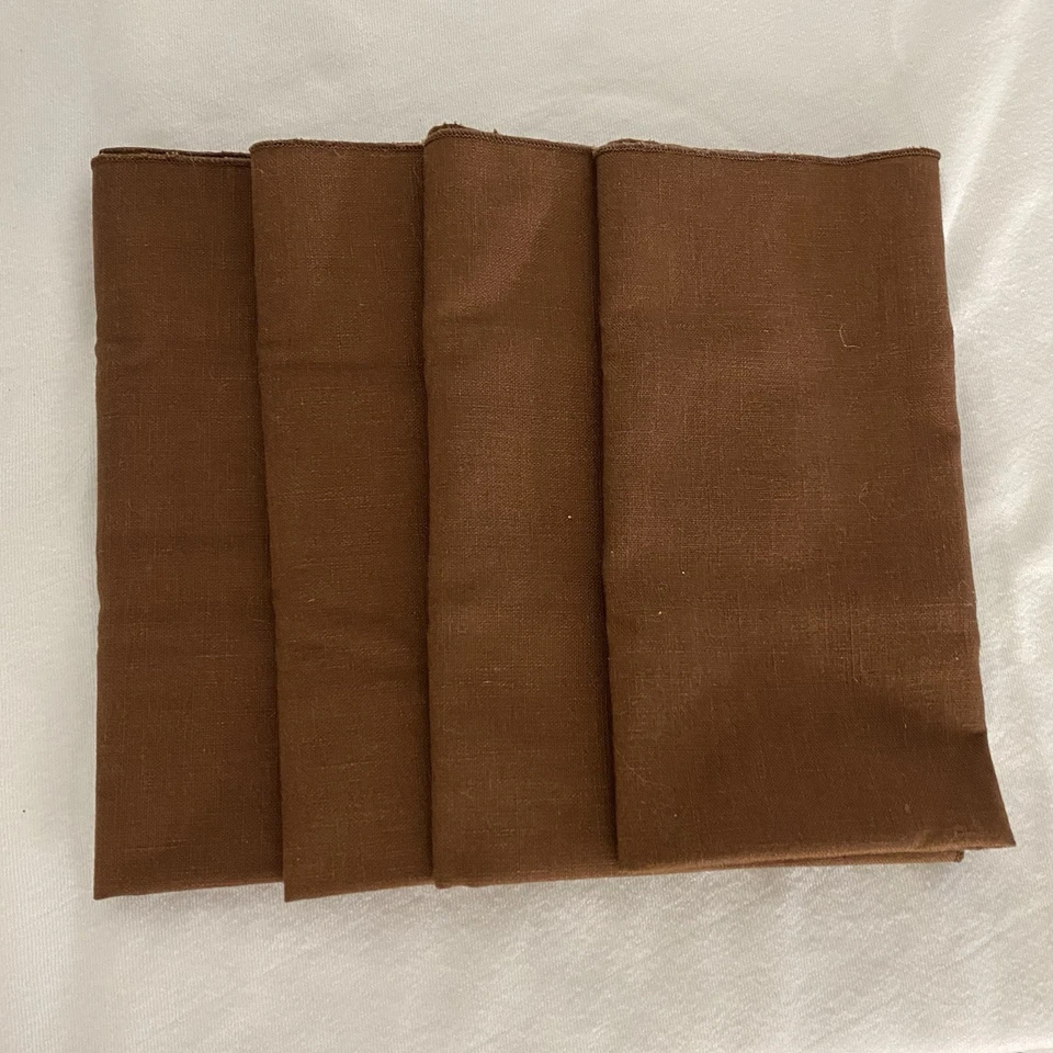 Set of 4 Unbranded Dinner Napkins 16.5" Square Brown Napkins - Image 1 of 4