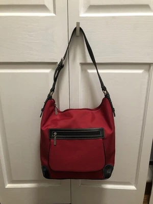 MAXX New York Bolso de Mano de Tela Rojo Bolsillos Exteriores e Interior Llavero Foto 1 de 4