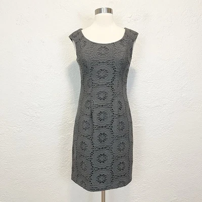 Vestido Adrianna Papell Crochet Tejido Gris Talla 2 Foto 1 de 4