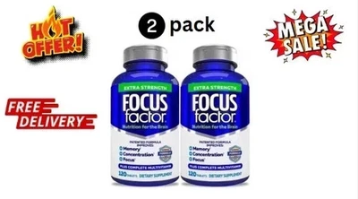 Paquete de 2 multivitaminas Focus Factor Extra Strength Brain Supplement 120 unidades Foto 1 de 3