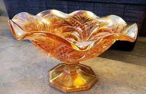 Vintage Depression Ära 7 1/2" Imperial Ringelblume Karneval Glasschale irisierend - Bild 1 von 10