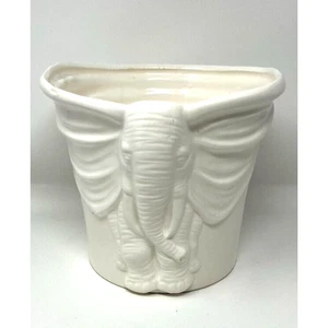 Vintage Keramik weiß Elefant Blumentopf Übertopf mittel 6 3/4 - Bild 1 von 5