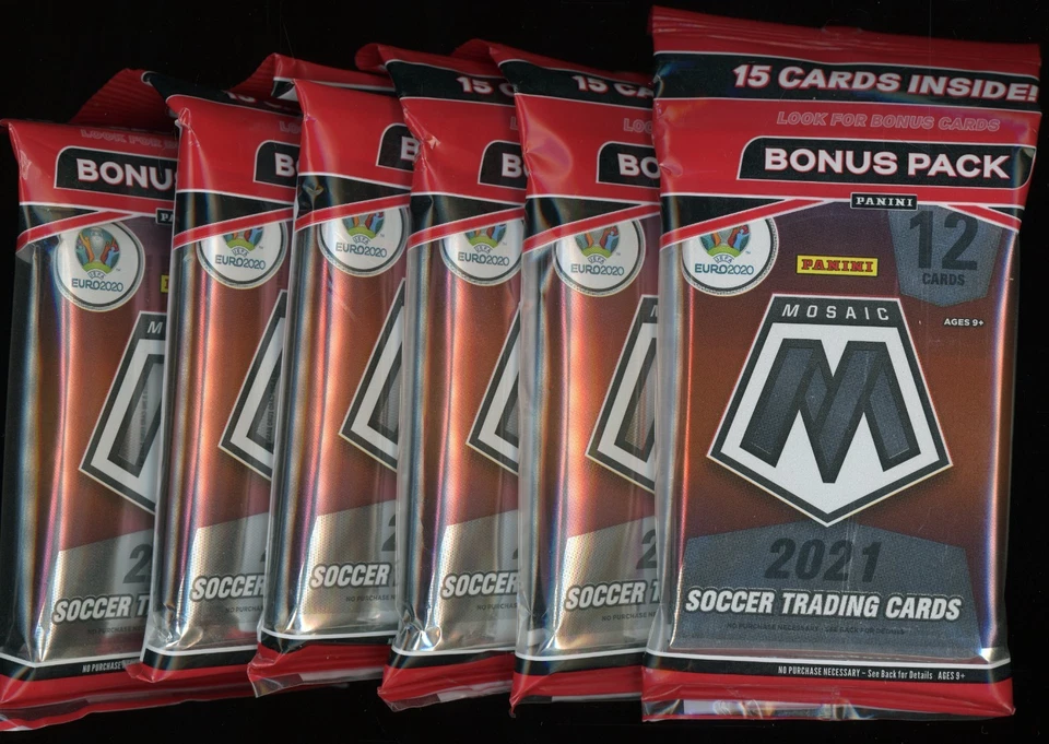 LOT 6X 2020-21 Panini Mosaic UEFA Euro Soccer Cello Pack Sealed je 15 Karten - Bild 1 von 1