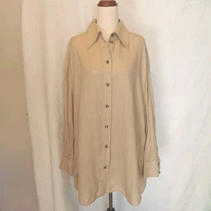 COS Women's Oversized Linen Long Sleeve Shirt Size EU 40 AU 12 Beige Minimalist - Picture 1 of 11