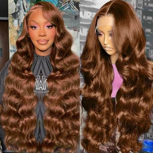 METDIO Chocolate Brown Lace Front Wig 13x6 Body Wave Lace Front Wigs Human Ha... - Picture 1 of 6