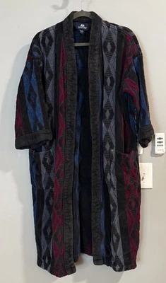 Bata Stafford Peso Pesado Algodón Terry Rayas Geométrica De Colección Sin Cinturón Talla 1 Foto 1 de 4