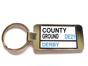 DERBYSHIRE STREET ROAD SIGN KEY FOB KEYRING BADGE GIFT - Picture 1 of 1