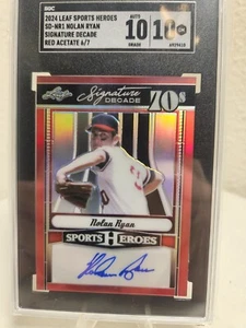 2024 Leaf Nolan Ryan Sports Heroes Signature Decades 70's Red /7 Sgc 10-10 - Picture 1 of 6