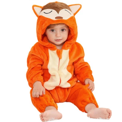 Lindo disfraz de zorro para bebé niño pequeño niños niñas niños Halloween animal mameluco Foto 1 de 4