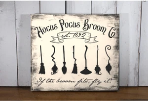 Rustic Primitive Halloween Hocus Pocus Broom Co if the broom fits metal hanging - Picture 1 of 1