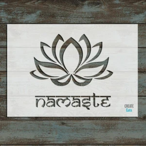 Plantilla de arte de pared de plantilla de yoga de flor de loto Namaste - Imagen 1 de 2