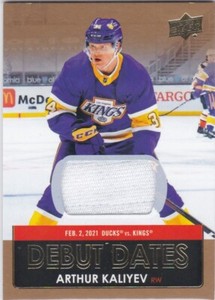 2021-22 Upper Deck Arthur Kaliyev Rookie Debut Dates Jersey RC #DD-4 Kings