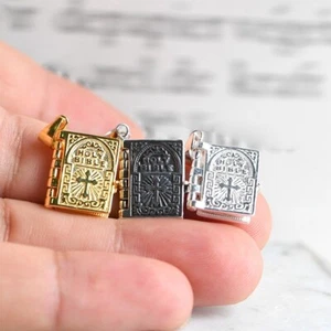 Christian 925 Sterling Silver Lord's Prayer Bible Scripture Pendant Locket Charm - Picture 1 of 27