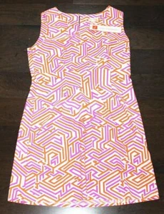 198 $ neu Jude Connally Naomi geometrisches Damenkleid LARGE L hergestellt in den USA neu mit Etikett - Bild 1 von 5