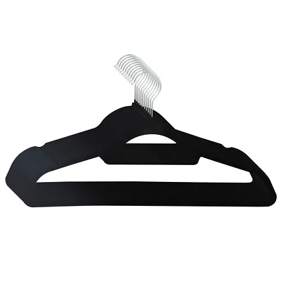 SVITA Kleiderbügel 10er Set Anzugbügel Platzsparend Rutschfest Samt Schwarz - Bild 1 von 4