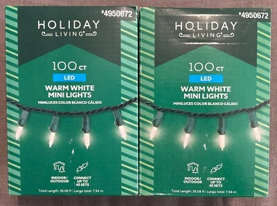 Mini cadena de luces navideñas LED blancas cálidas Holida Holiday Living 100ct, 26’ *2 paquetes* Foto 1 de 4