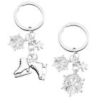 2 Pcs Key Chain Figure Skates Silver Ice Keychain Roller Boot Keyring