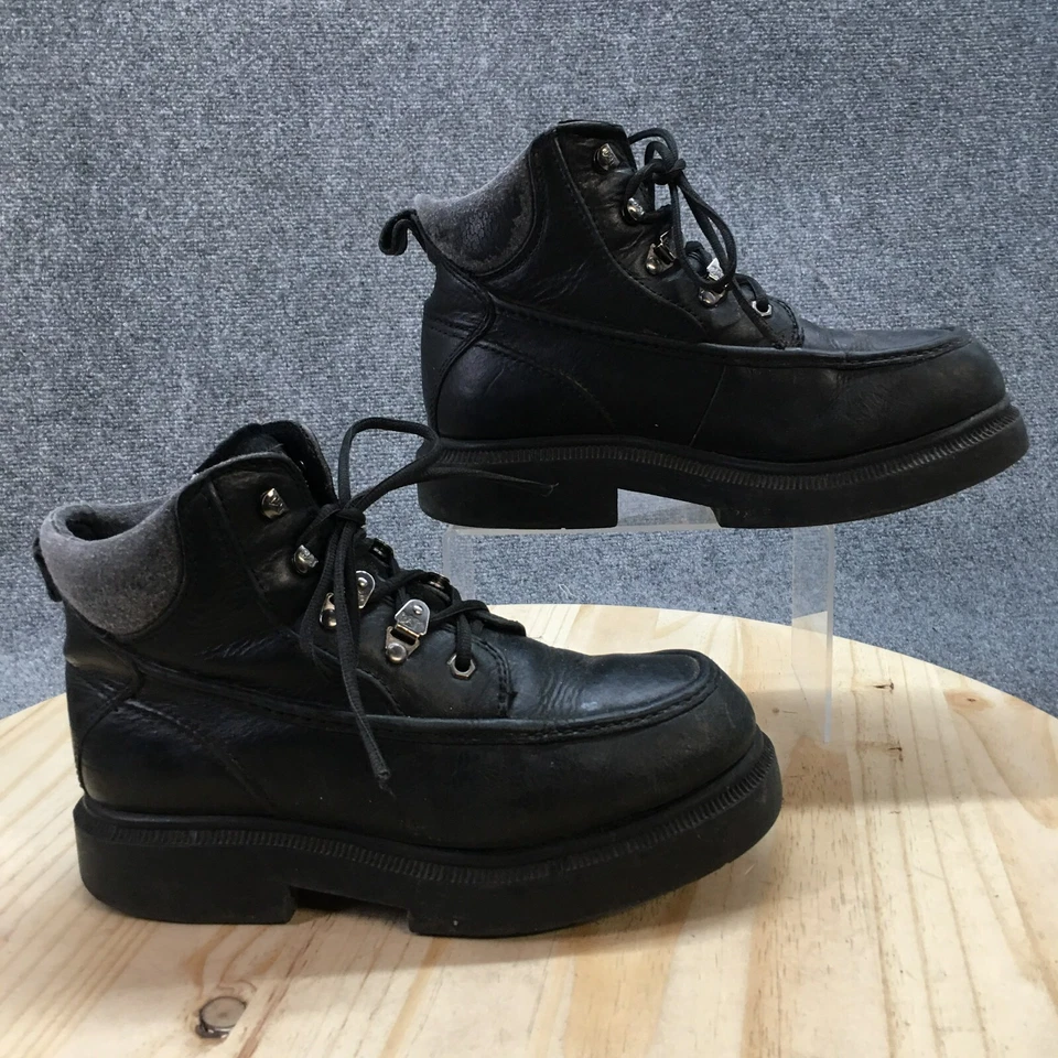 Botas de trabajo de seguridad CAT para hombre 9,5 W cuero negro punta redonda con cordones tobillo Foto 1 de 4