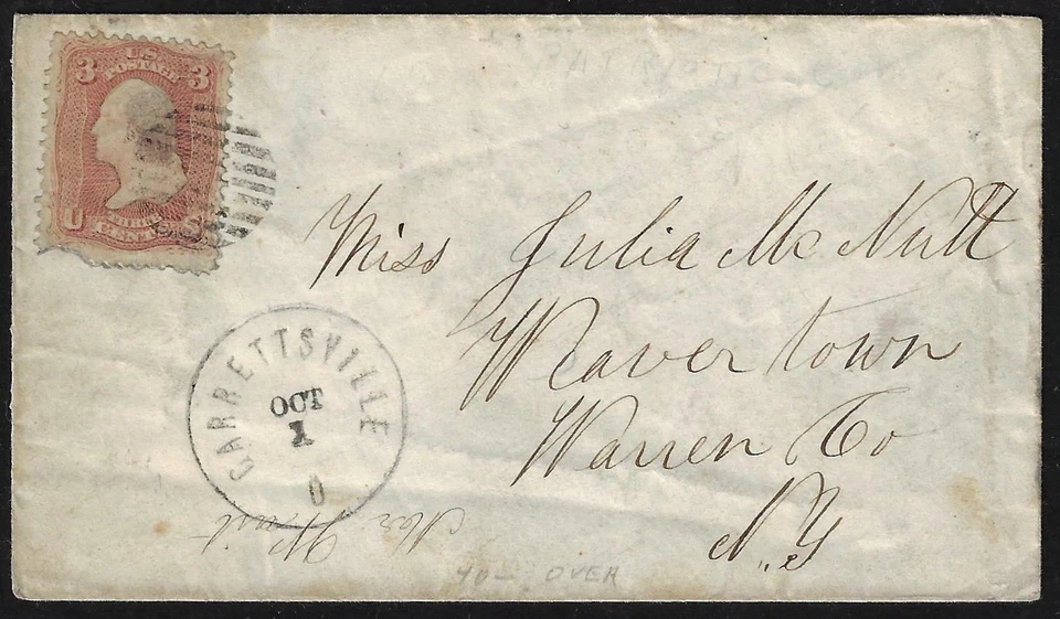 EE. UU. 1860 GUERRA CIVIL CARRETTSVILLE OHIO PATRIÓTICA CUBIERTA EN RELIEVE EN LA PARTE POSTERIOR UNIÓN Y Foto 1 de 2