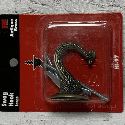 Large Swag Hook Antique Brass PM Popular Mechanics HI-97 Plant Light Macrame - Image 1 of 4