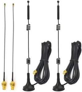 2x Dual Band RP SMA WiFi Magnetic Antenna &ipx for Wireless Network Card Adapter - Picture 1 of 12