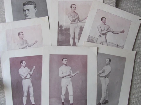 Lot of 7 1895 Boxing Gladiators of the Prize Ring 11x15 Supplement Posters Cover