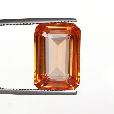 Natural Orange Color Morganite Emerald Cut 16.00 Ct  Loose Gemstone For Ring - Image 1 of 4
