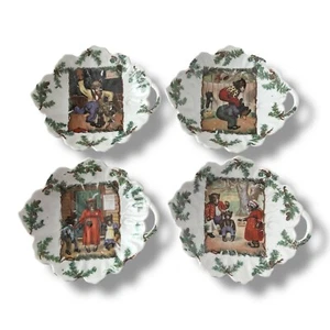 Antiguo juego de 4 placas laterales de transferencia con mango de 6,5" con forma de hoja de osos ocupados - Imagen 1 de 11