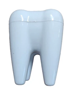 Tooth-Shaped Toothbrush Holder Removable Top Plastic White 4" X 2.5" - Picture 1 of 5