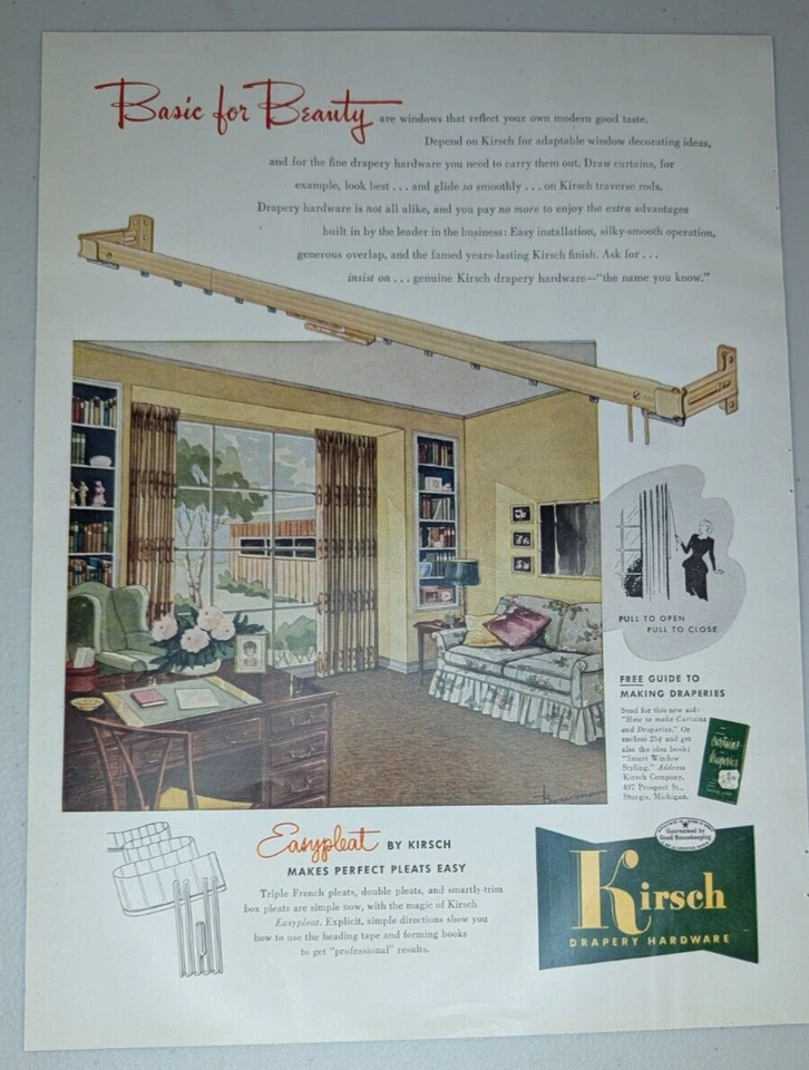 1952 Kirsch Vintage Print Ad Drapery Hardware Traditional Modern Living Room MCM - Image 1 of 1