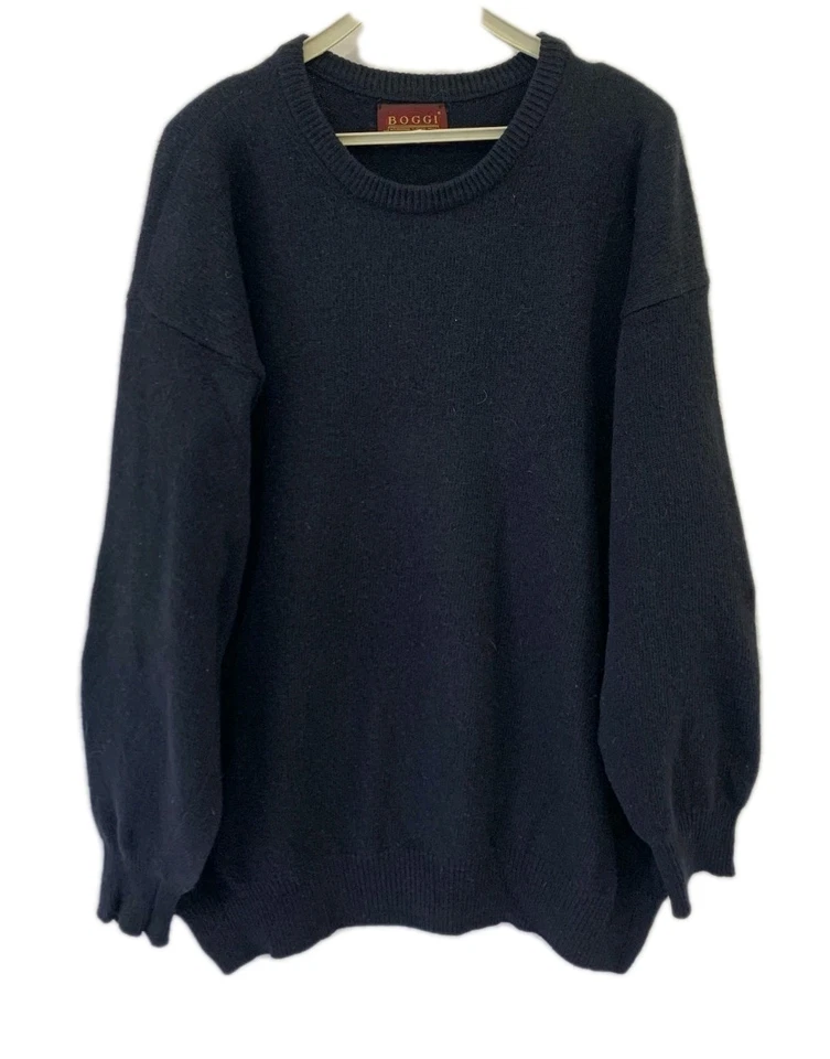 Suéter Boggi Milano 100% Lana Virgen Azul Marino Tejido Hecho en Italia Para Hombre XL #134 Foto 1 de 4