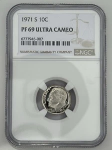 1971 S 10C Roosevelt Dime PF69 Ultra Cameo UCAM - Picture 1 of 2
