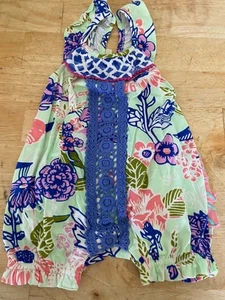 Matilda Jane Baby Girl Size 3-6 Months Blue Green Floral Romper NEW - Picture 1 of 9