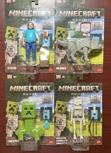 🔥Minecraft Movie Toys All 4 Figures Steve, Skeleton, Creeper, & Dennis IN HAND - Picture 1 of 6
