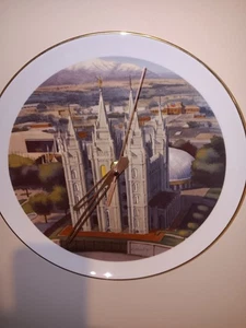 Salt Lake LDS Temple Porcelain 9" Plate Repurposed Wall Clock - Picture 1 of 2
