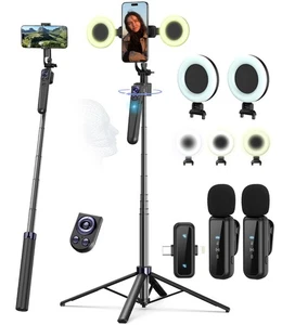 "Kit de vlogging para iPhone/Android, trípode de seguimiento facial automático de 63"" para iPhone con... - Imagen 1 de 9