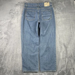 Y2K Hurley Jeans Mens 34 (33x30) Blue Denim Loose Wide Skater Grunge Baggy BMX - Picture 1 of 16