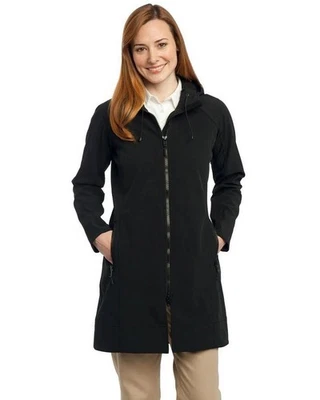 Port Authority L306 Ladies Long Textured Hooded Soft Shell Jacket - Image 1 of 3